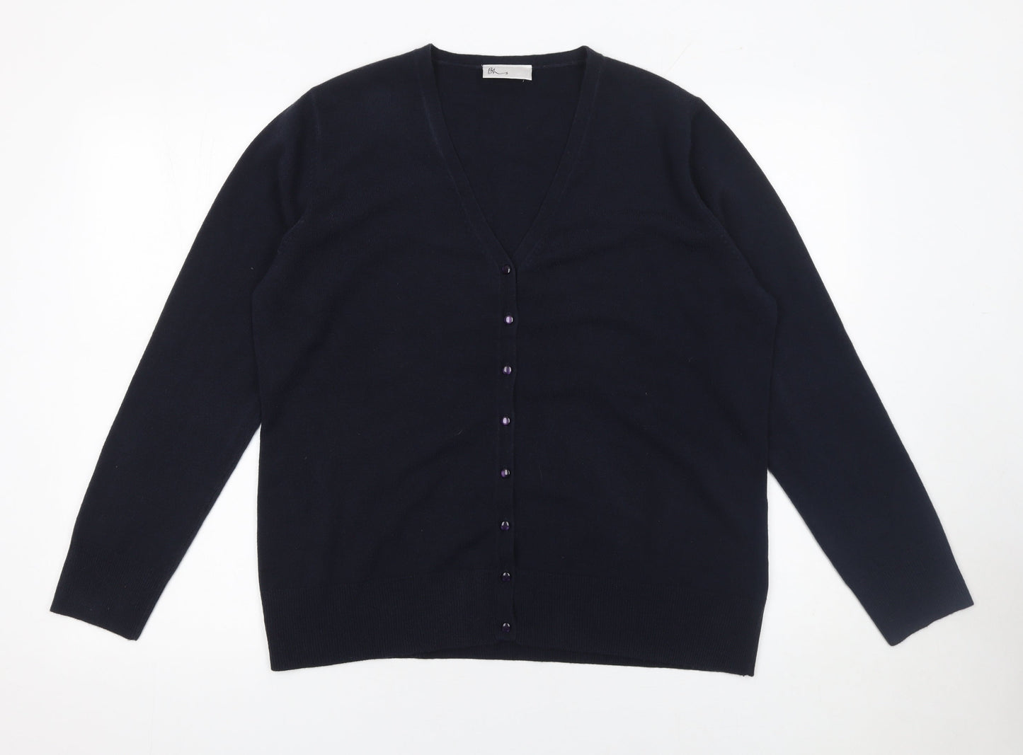 BHS Women’s Black V-Neck Button Cardigan Size 20 Acrylic Knit