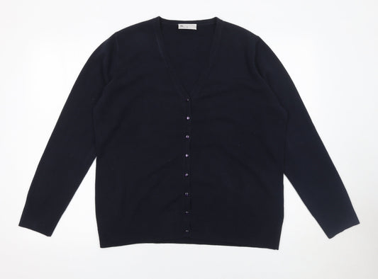 BHS Women’s Black V-Neck Button Cardigan Size 20 Acrylic Knit