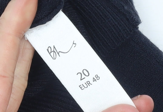 BHS Women’s Black V-Neck Button Cardigan Size 20 Acrylic Knit