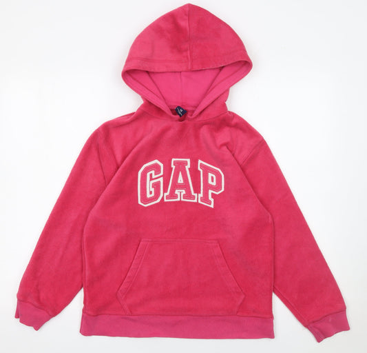 GAP Kids Girls Pink Fleece Pullover Hoodie Size 10 Years Logo Hooded Sweatshirt