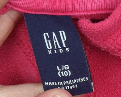 GAP Kids Girls Pink Fleece Pullover Hoodie Size 10 Years Logo Hooded Sweatshirt