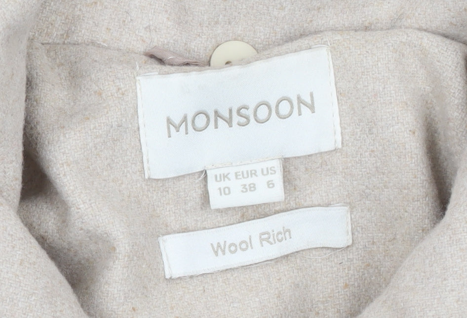 Womens UK Size 10 Monsoon Beige Pea Coat