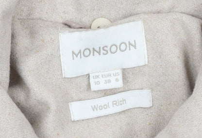 Womens UK Size 10 Monsoon Beige Pea Coat
