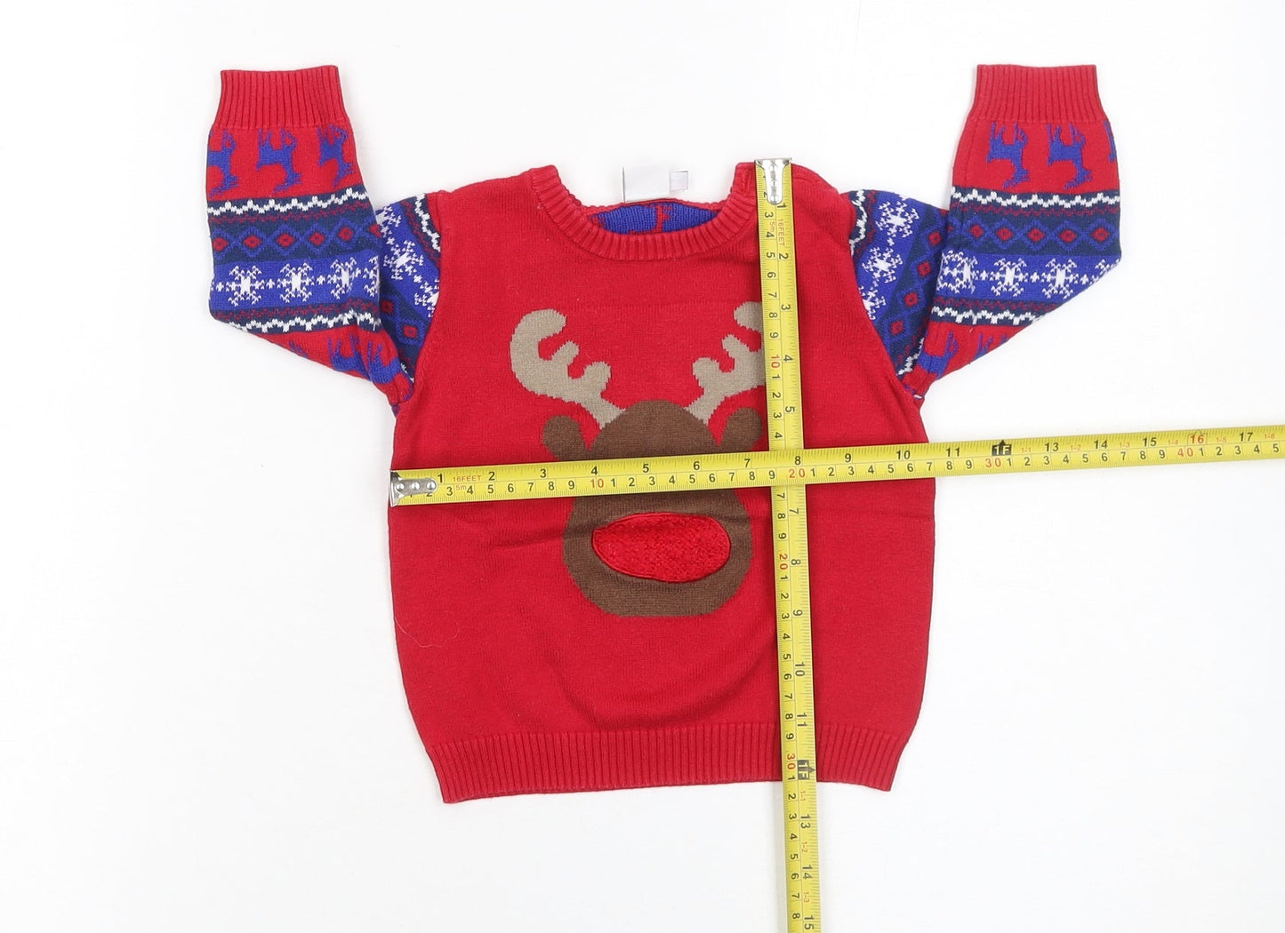 Mini Club Unisex Baby Red Christmas Reindeer Knit Jumper 9-12 Months