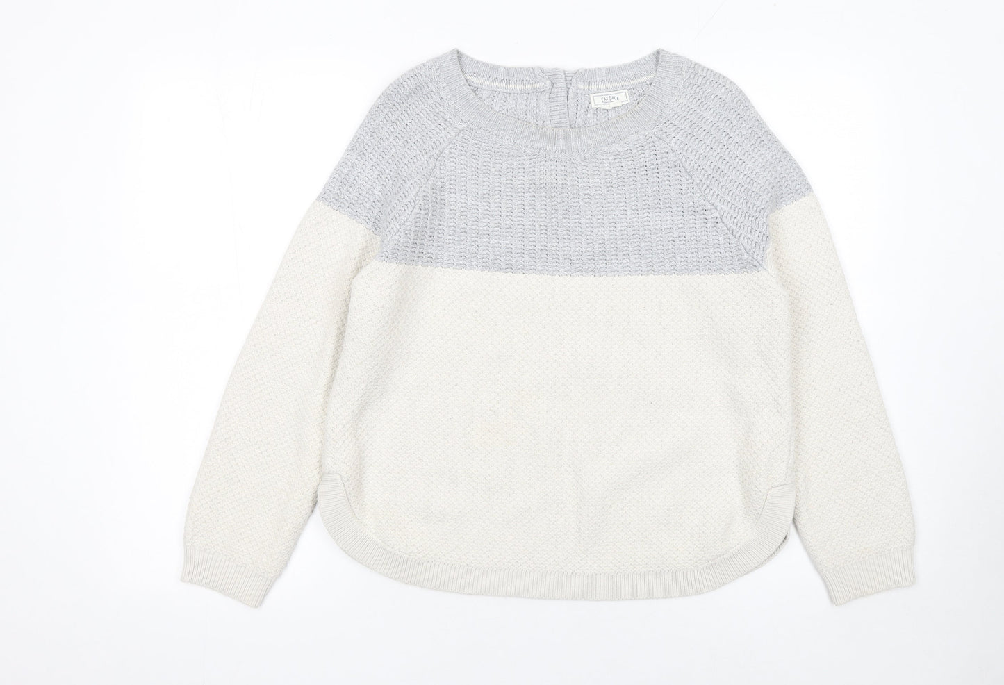 Fat Face Womens Grey Cream Pullover Jumper UK 12 Acrylic Viscose Knit