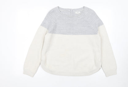 Fat Face Womens Grey Cream Pullover Jumper UK 12 Acrylic Viscose Knit