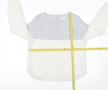 Fat Face Womens Grey Cream Pullover Jumper UK 12 Acrylic Viscose Knit