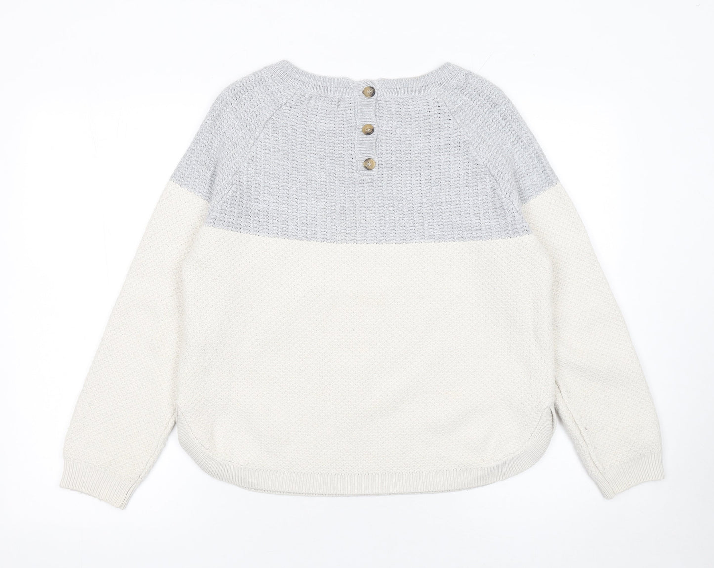 Fat Face Womens Grey Cream Pullover Jumper UK 12 Acrylic Viscose Knit