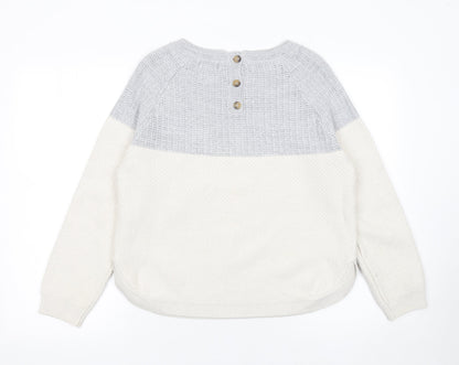 Fat Face Womens Grey Cream Pullover Jumper UK 12 Acrylic Viscose Knit