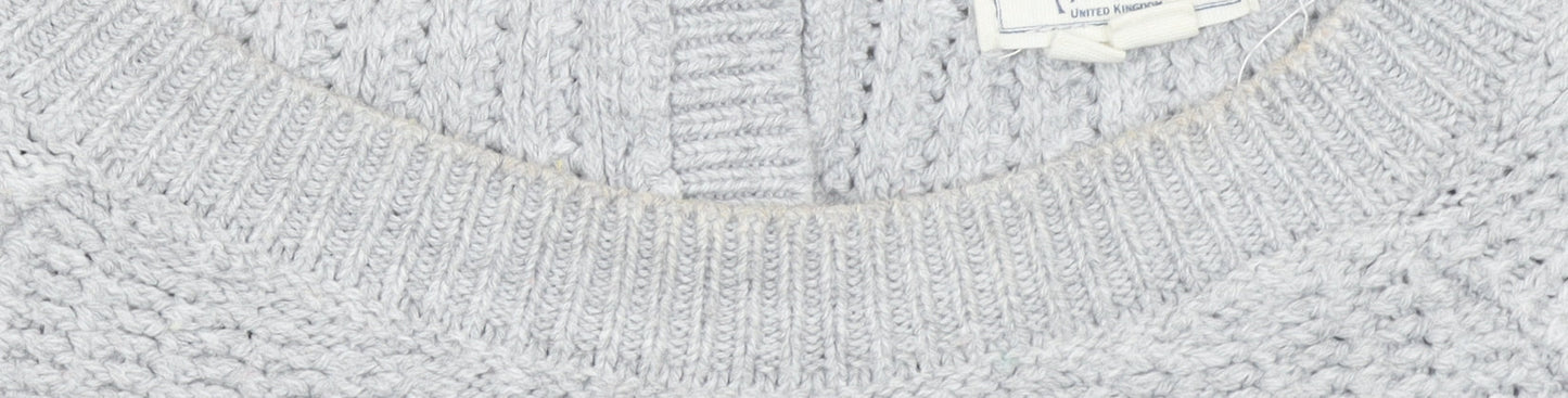 Fat Face Womens Grey Cream Pullover Jumper UK 12 Acrylic Viscose Knit