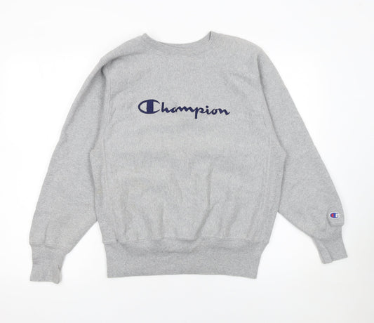 Champion Womens Grey Reverse Weave Sweatshirt Medium Cotton Blend