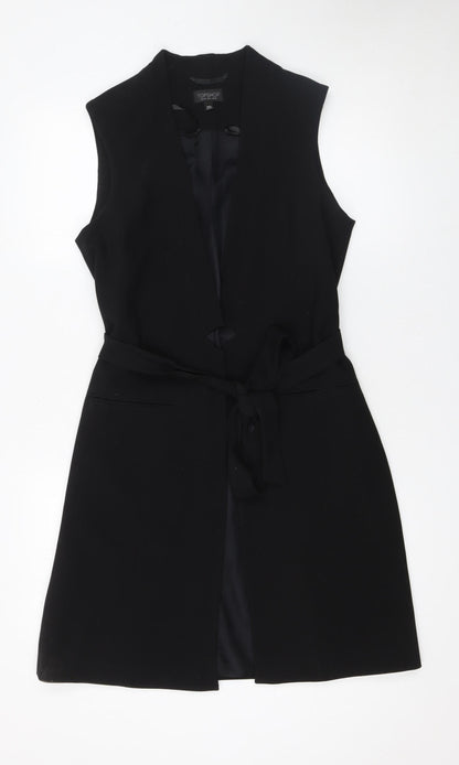 Topshop Women's Black Sleeveless Belted Suit Waistcoat UK 10 Classic Fit