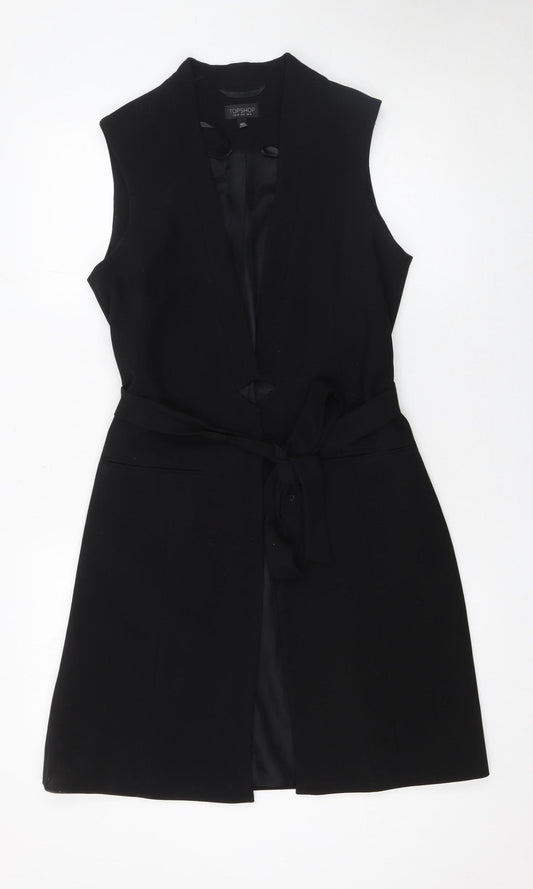 Topshop Women's Black Sleeveless Belted Suit Waistcoat UK 10 Classic Fit