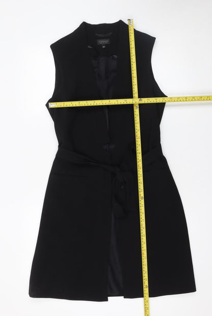 Topshop Women's Black Sleeveless Belted Suit Waistcoat UK 10 Classic Fit