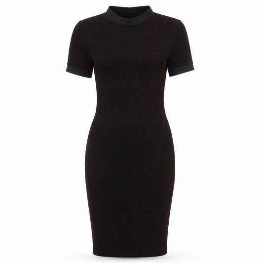Front view of Missguided Women’s Black Metallic Bodycon Dress, size UK 8, Short Sleeve