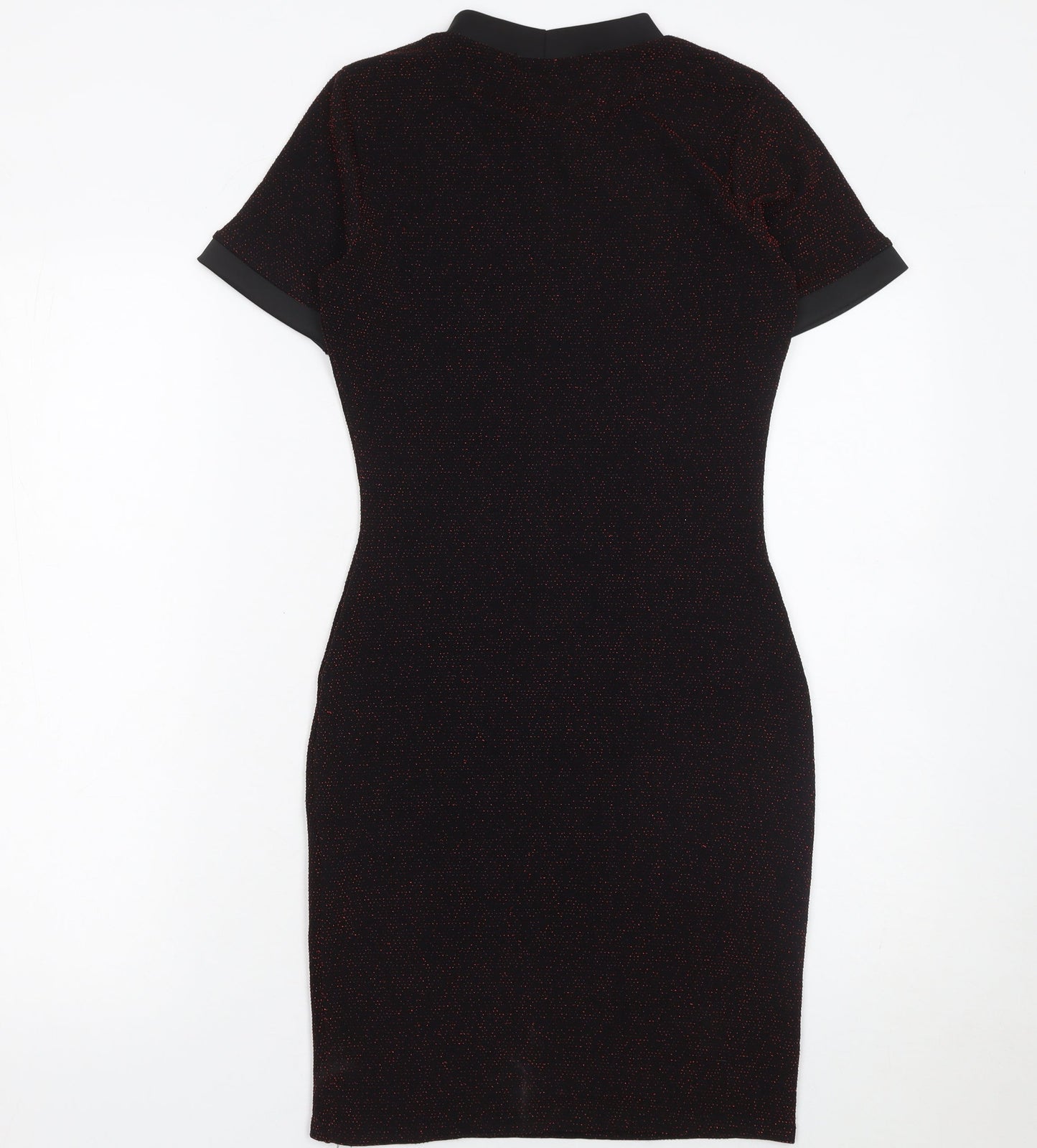 Missguided Women’s Black Metallic Bodycon Dress Size 8 Short Sleeve