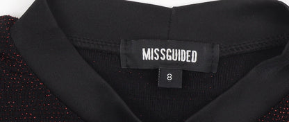 Missguided Women’s Black Metallic Bodycon Dress Size 8 Short Sleeve