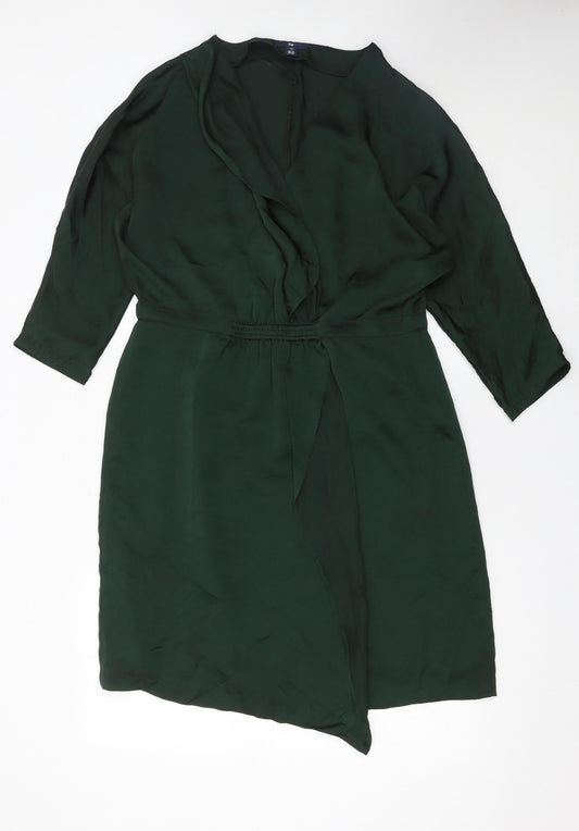 Gap Women’s Green Wrap Dress Size 14 Knee Length 3/4 Sleeve