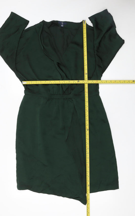 Gap Women’s Green Wrap Dress Size 14 Knee Length 3/4 Sleeve