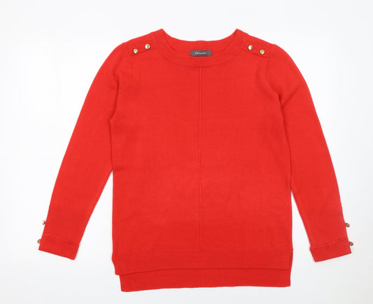 Primark Women’s Red Crew Neck Button Detail Jumper Size 10