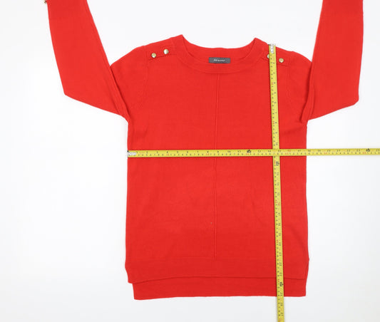 Primark Women’s Red Crew Neck Button Detail Jumper Size 10