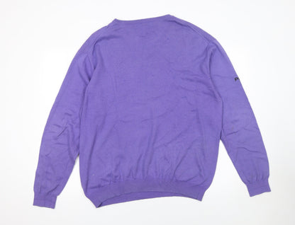 PING Men's Purple V-Neck Cotton Blend Golf Jumper L