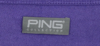 PING Men's Purple V-Neck Cotton Blend Golf Jumper L