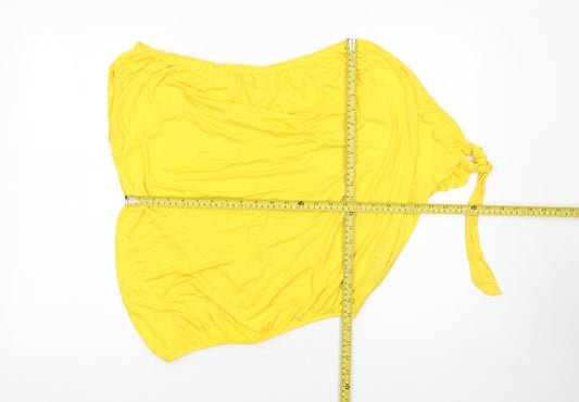 French Connection Women's Yellow Off Shoulder Jersey Blouse Size S