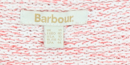 Barbour Women's Pink Cotton Chunky Knit Jumper UK 14