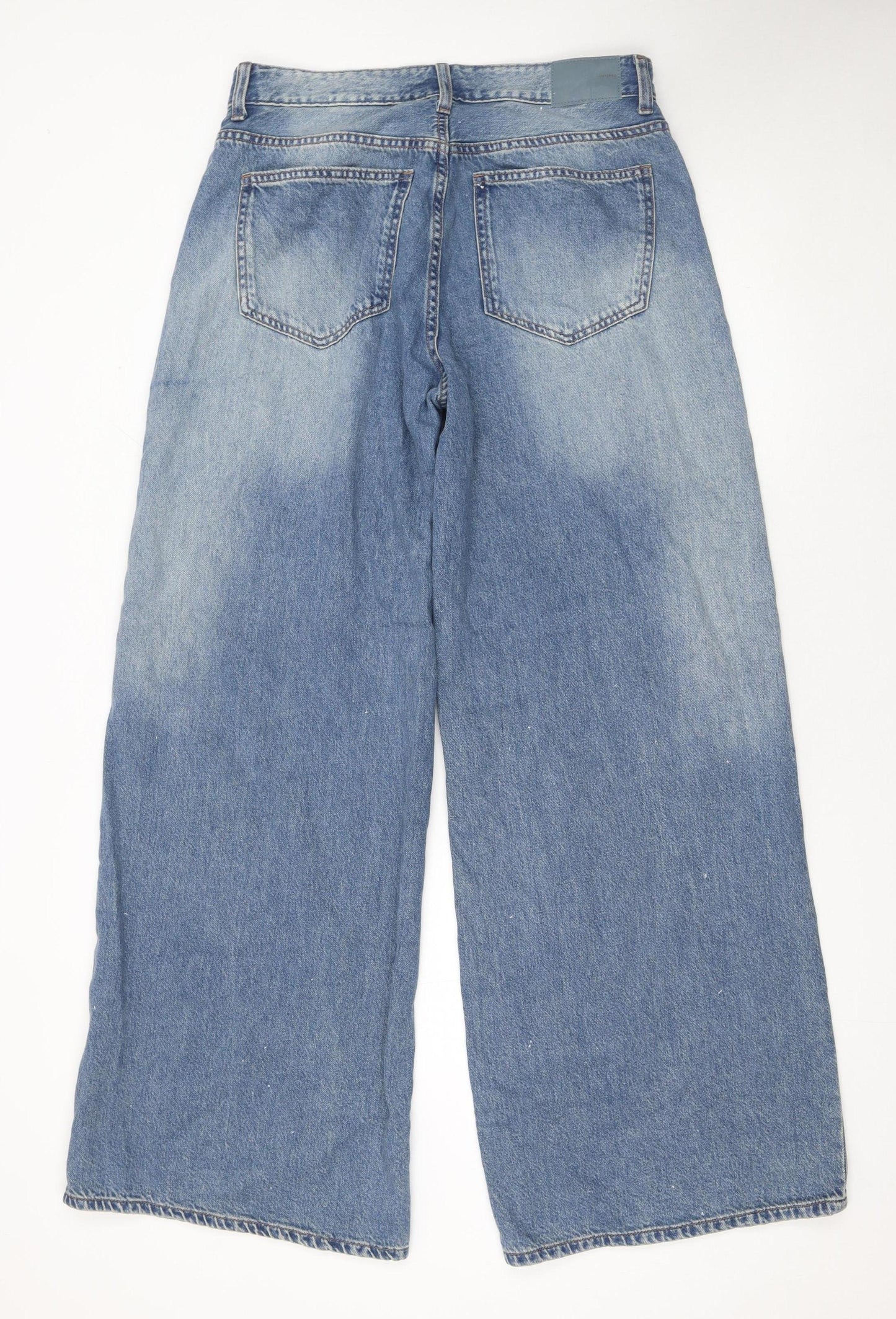 Bershka Men's Blue Wide-Leg Relaxed Fit Jeans Size L