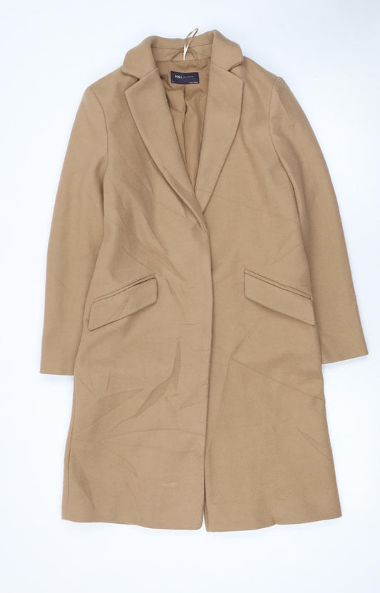 Marks and Spencer Women Beige Long Coat Size 6 Classic Overcoat