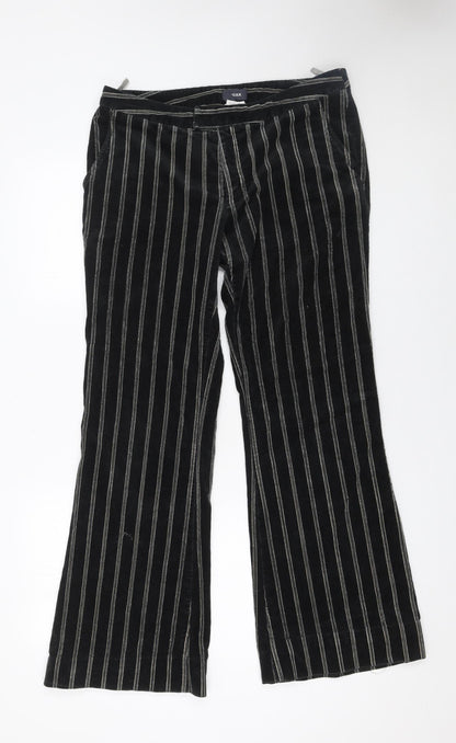 Mexx Women’s Black Striped Corduroy Trousers Size 16 Straight Leg