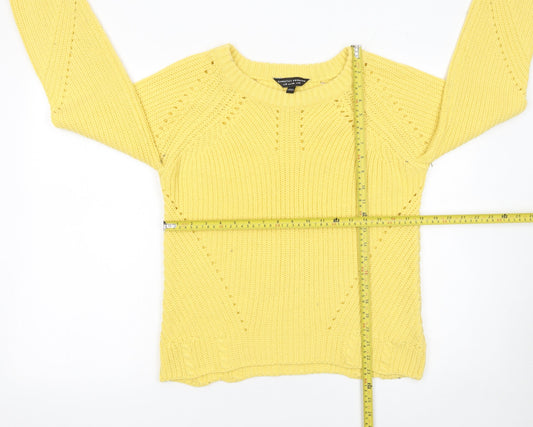 Dorothy Perkins Women’s Yellow Chunky Knit Crew Neck Jumper Size 10
