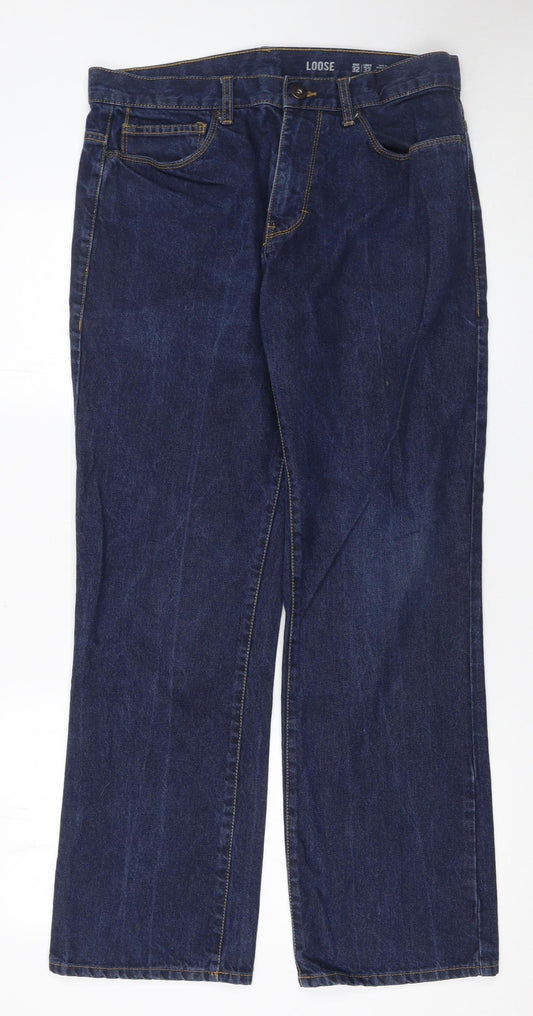 F&F Men's Blue Straight Leg Jeans 32W 32L Denim Relaxed Fit