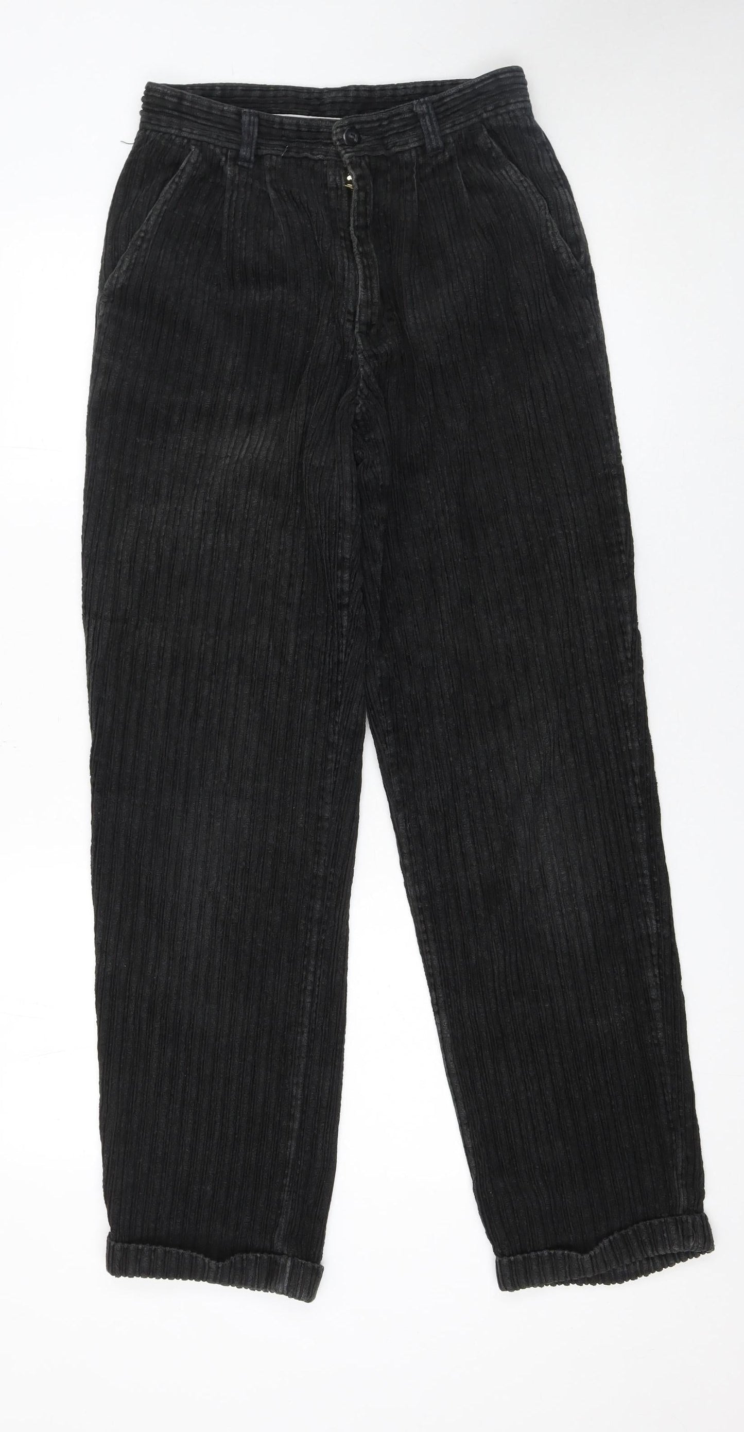 NICO Men’s Black Corduroy Trousers 28R Regular Fit Straight Leg