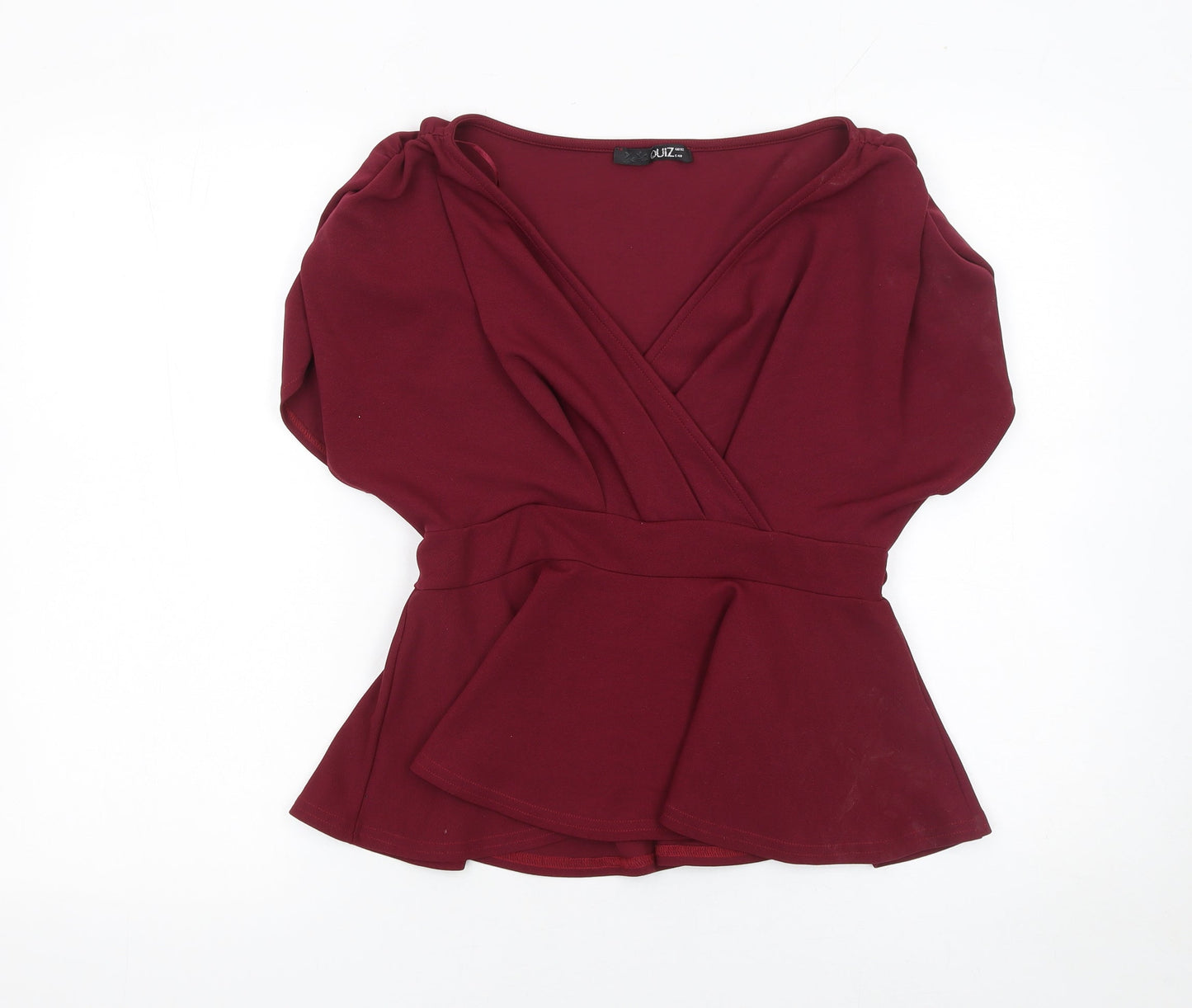 Quiz Women's Red Wrap Peplum Blouse Size 12