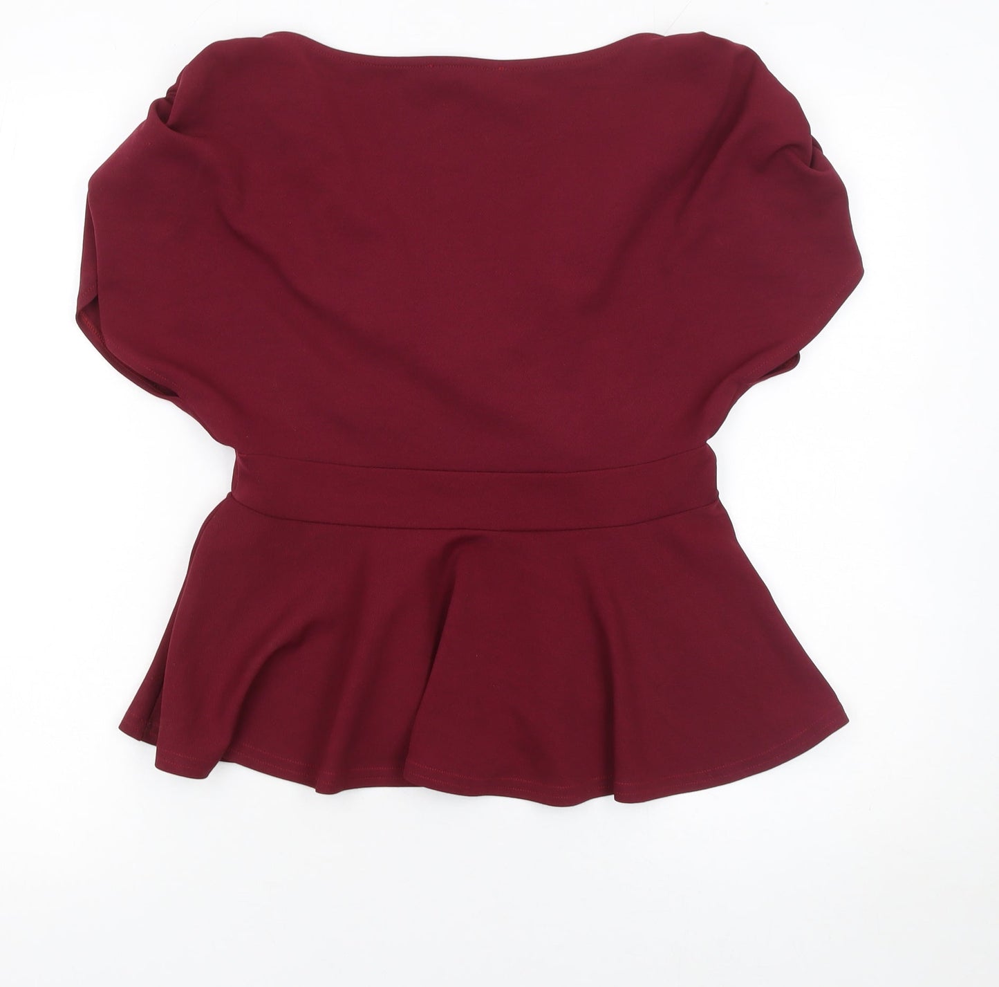 Quiz Women's Red Wrap Peplum Blouse Size 12