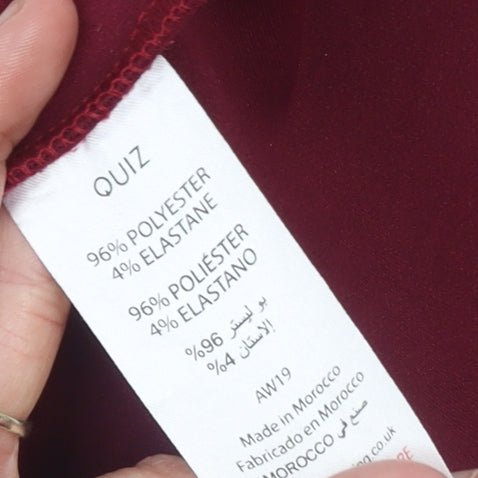 Quiz Women's Red Wrap Peplum Blouse Size 12