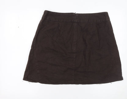 Laura Ashley Women Brown Linen Short Straight Skirt Size 16