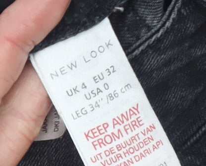 New Look Women's Black Skinny Flower Embroidered Jeans UK 4