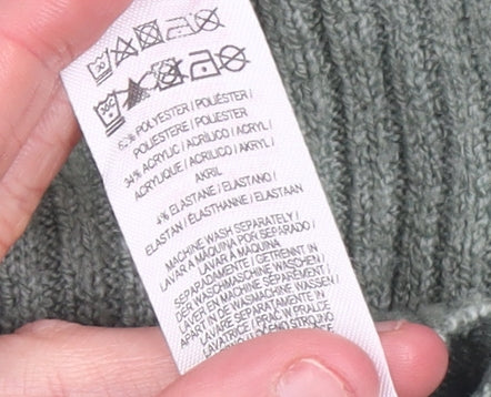 Primark Womens Green V-Neck Ribbed Knit Jumper Size 2XS