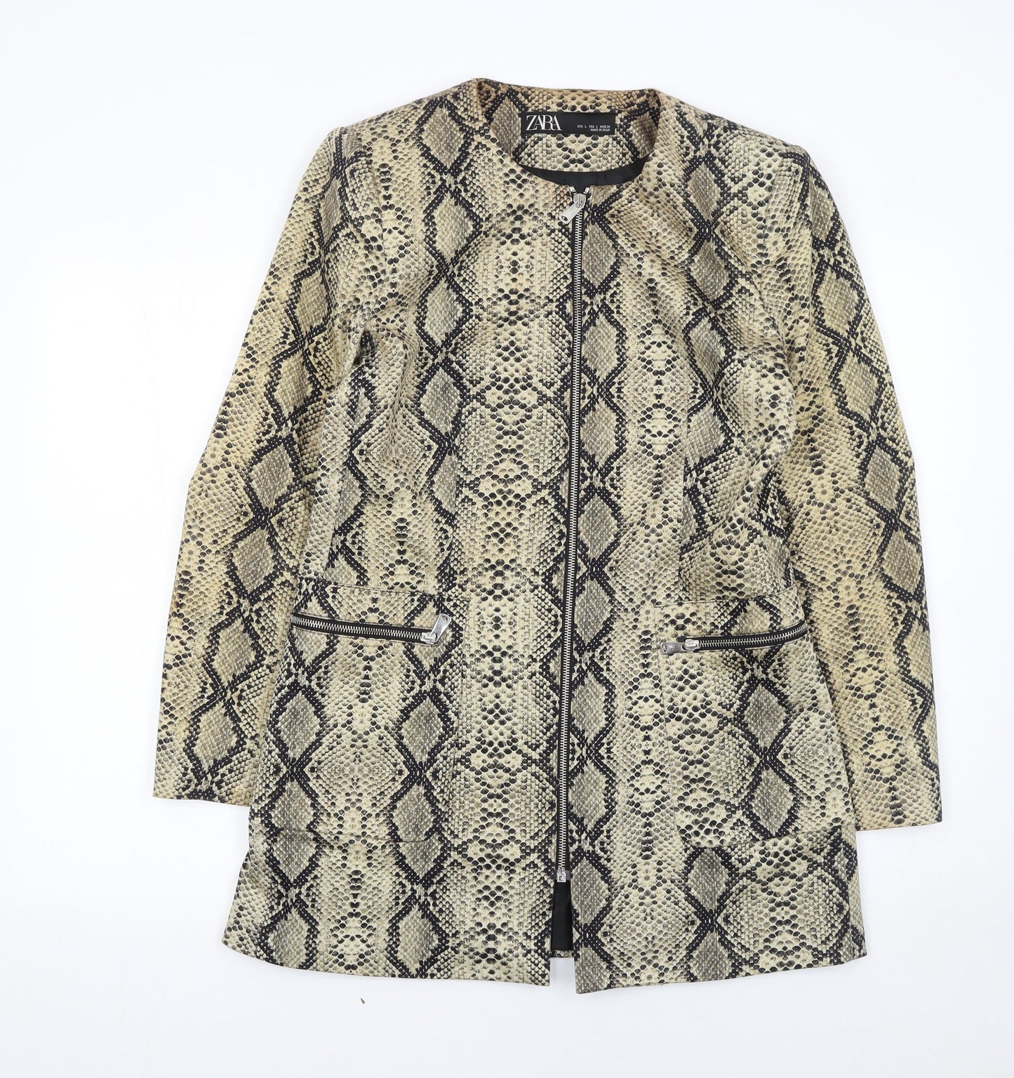 Womens UK Size 16 Zara Beige Overcoat