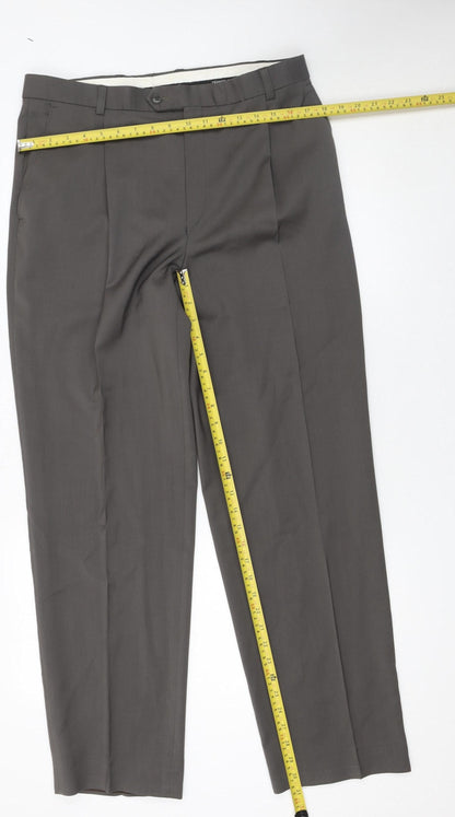 Pierre Cardin Men's Grey 34W Classic Wool Dress Pants Trousers