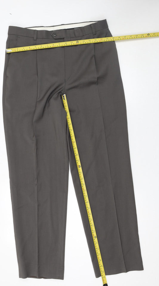 Pierre Cardin Men's Grey 34W Classic Wool Dress Pants Trousers