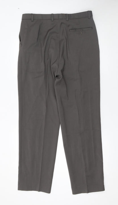 Pierre Cardin Men's Grey 34W Classic Wool Dress Pants Trousers