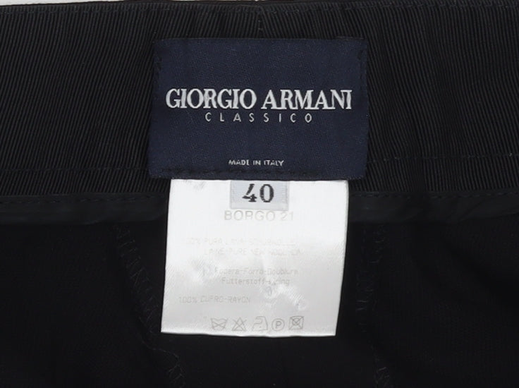 Womens UK Size 12 Giorgio Armani Regular Fit Dress Pants Black Trousers