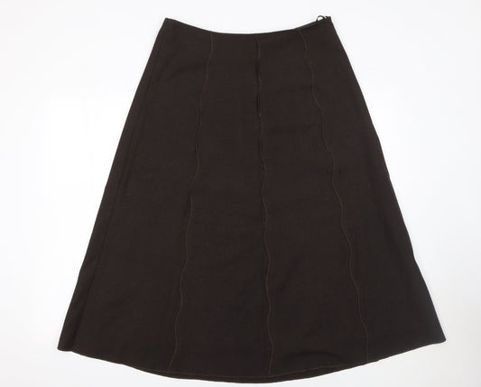 Per Una Women's Brown A-Line Midi Skirt Size 12 Lined Polyester