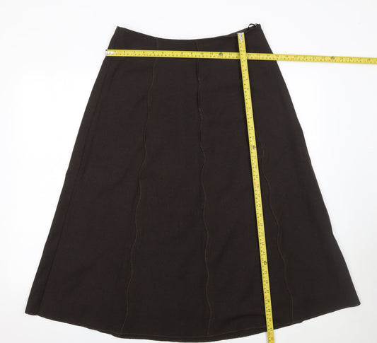 Per Una Women's Brown A-Line Midi Skirt Size 12 Lined Polyester