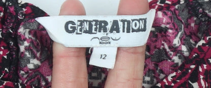 New Look Girls Red Geometric Fit & Flare Sleeveless Dress 12 Years