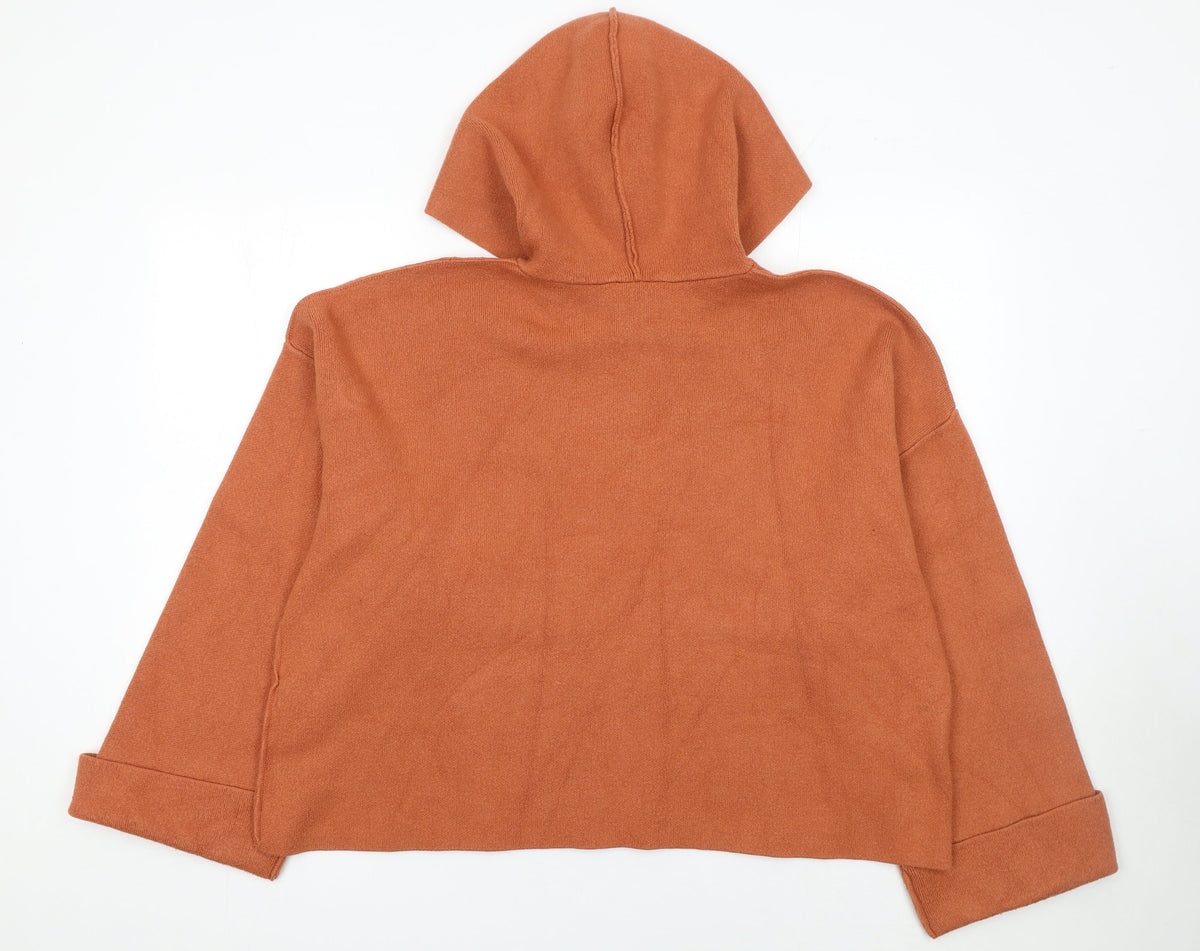 Womens UK Size M Zara Brown Pullover Hoodie